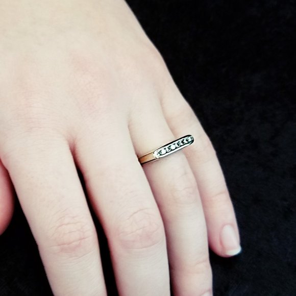 14K Gold Ring with Channel of Diamonds